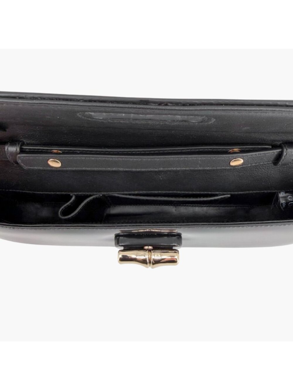 Gucci Bamboo Night Chain Turnlock Shoulder Bag Clutch Black Leather Small - Picture 12 of 15
